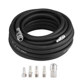 15M Flexible Rubber Pneumatic Air Hose with 5â€‘Piece Compressor Accessory Kit Tool