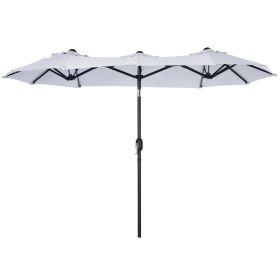 Outsunny Double-sided Patio Umbrella 9.5' Large Outdoor Market Umbrella with Push Button Tilt and Crank, 3 Air Vents and 12 Ribs, for Garden, Dec