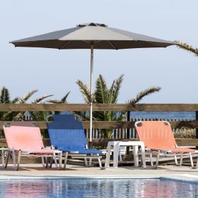 9FT Patio Umbrella, Outdoor Table Umbrella with Push Button Tilt and Crank, UV Protection Waterproof Market Sun Umbrella with 8 Sturdy Ribs for G