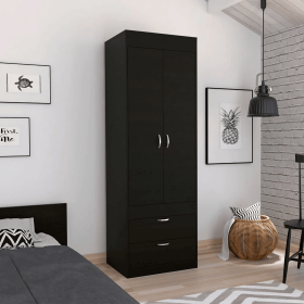 Black Wengue 2-Drawer Armoire
