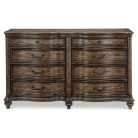 Traditional Dresser of 8 Drawers Classic Brown Oak Finish 1pc Wooden Formal Bedroom Furniture Decorative Drawer Pulls