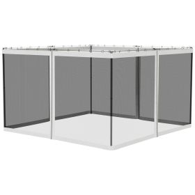 Outsunny 10' x 12' Replacement Mesh Sidewall Netting for Patio Gazebos and Canopy Tents with Zippers (Sidewall Only), White