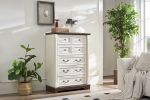 7 Drawer Dresser Chest for Bedroom with Wooden Base and Riser Trim, Wooden Rustic Rustic Chest of Drawers, Storage Dresser for Bedroom, Living Room