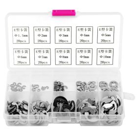 200pcs Stainless Steel E Clip  E Ring Retaining Ring Assortment M1.5 M10 (Option: as picture)