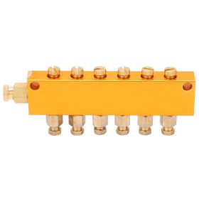 Oil Distributor Adjustable Brass Lube Piston Separator Divider Valve Lubrication System1 in 6 out (Option: One in six out)