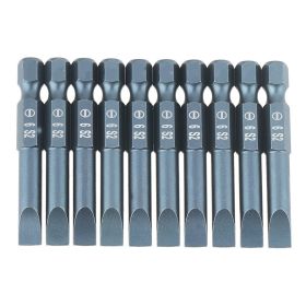 10pcs 1/4inch Hex Shank 50mm S2 Alloy Steel Slotted Screwdriver Bits Set H6.3*50*SL6mm (Option: as picture)