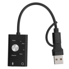 TypeC to Audio Sound Card 7.1 Channel Laptop External 2 in 1 Sound Card USB Audio Adapter (Option: as picture)