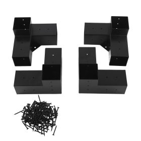 Pergola Bracket Steel DIY Elevated Wood Stand Hardware Kit for Outdoor Woodworking 8pcs (Option: 4 piece set)