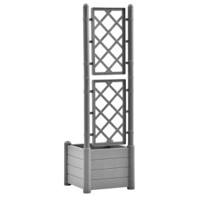 vidaXL Garden Planter with Trellis 16.9"x16.9"x55.9" PP Stone Gray (Option: as picture)