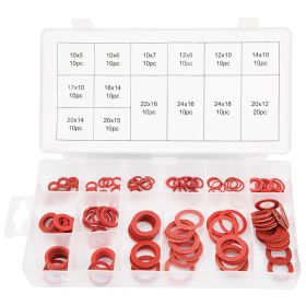150pcs 14 Sizes Red Steel Paper Fiber Flat Washers Kit Insulation Washer Assorted Set with Box (Option: as picture)