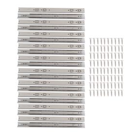 10 Pairs Stainless Steel Drawer Slides 22 Inch Hydraulic Damping Silence Thickened 3 Section Drawer Guides Bounce (Option: Buffer)