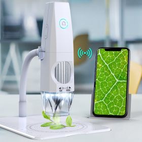 2MP 1080P WiFi Electron Microscope USB Mobilephone Computers Connecting Microscope Photo Video Taking Portable Electron Microscope with 8 LED Lig (Color: White)