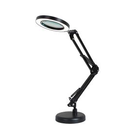 Magnifying Glass Magnifier with 64 LEDs Desk Light Table Lamp 8X Magnification 10 Levels Adjustable Brightness Dimmable 3 Colors Temperature Chan (Color: Black)