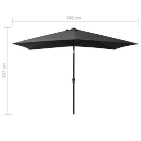 vidaXL Garden Parasol with LEDs and Steel Pole Anthracite 6.6'x9.8' (Option: as picture)