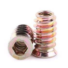 Wood Furniture Threaded Insert Steel Nuts Hex Socket Screw in Nut (M6*25mm) (Option: M6x20mm)