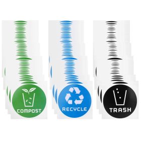60Pcs/Set Round Recycle Trash Compost Sticker Decal for Trash Cans Garbage Containers Recycle Bins (Option: as picture)