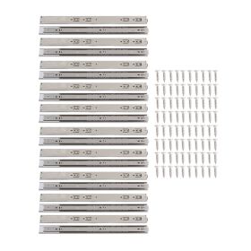 10 Pairs Stainless Steel Drawer Slides 22 Inch Hydraulic Damping Silence Thickened 3 Section Drawer Guides Bounce (Option: rebound)