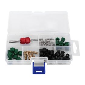71pcs Air Condition Repair Kit  Repair Tool 10pcs Valve Cores 50pcs Hose Gaskets 10pc Valves (Option: as picture)