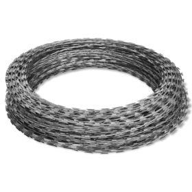 vidaXL Razor Wire Helical Wire Roll Galvanized Steel 196.9' (Option: as picture)