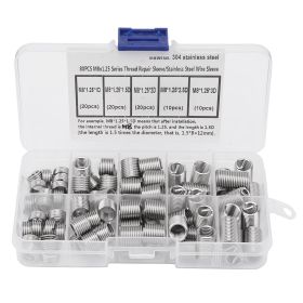 80PCS  M8*1.25 Stainless Steel Coiled Wire Helical Screw Threaded Inserts Set (Option: as picture)