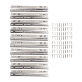 10 Pairs Stainless Steel Drawer Slides 22 Inch Hydraulic Damping Silence Thickened 3 Section Drawer Guides Bounce (Option: Convention)