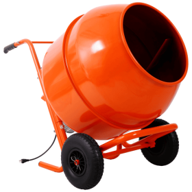 224L 8CUFT Horizontal Portable Cement Mixer,Wheel Barrow Portable Cement Concrete Mixer 115V-60HZ,orange Color (Color: Orange)
