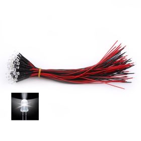 50pcs Pre Wired DC 9-12V 3 5 10mm Water Clear LED Diodes White Red Blue Green Light (Option: 5mm-white light)