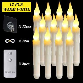 6/12/30pcs Floating LED Candles Remote Control Flameless Taper Candle Halloween Decor Party Birthday Wedding Christmas Supplies (Color: 12PCS warm white, Ships From: CN)
