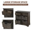 Rustic Storage Cabinet with Two Drawers and Four Classic Rattan Basket for Dining Room/Entryway/Living Room