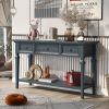 Classic Retro Style Console Table with Three Top Drawers and Open Style Bottom Shelf,Easy Assembly