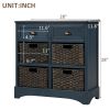 Rustic Storage Cabinet with Two Drawers and Four Classic Rattan Basket for Dining Room/Entryway/Living Room