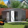 10' x 12' Steel Outdoor Storage Shed, Galvanized Steel Metal Garden Shed with Lockable Doors, Heavy-Duty Storage Tool House for Garden, Backyard
