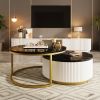 Modern Round Nesting Coffee Table Fluted with Drawer in 31.5''