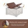 Farmhouse Coffee Table, Square Wood Center Table with Large Hidden Storage Compartment for Living Room