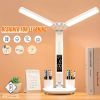 LED Desk Lamp Multifunction LCD Table Lamps With Calendar USB Dimmable Touch Night Light With Pens Holder Student Reading Office