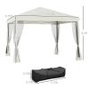 Outsunny 10' x 10' Pop Up Canopy Tent with Netting, Instant Gazebo, Ez up Screen House Room with Carry Bag, Height Adjustable, for Outdoor, Garden