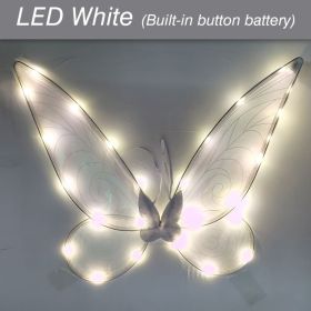 LED Fairy Wings Glowing Sparkle Butterfly Elf Princess Angel Wings Halloween Party Cosplay Costumes Performance Photography Prop (Color: LED White, Ships From: China)