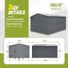 10' x 12' Steel Outdoor Storage Shed, Galvanized Steel Metal Garden Shed with Lockable Doors, Heavy-Duty Storage Tool House for Garden, Backyard