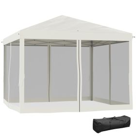 Outsunny 10' x 10' Pop Up Canopy Tent with Netting, Instant Gazebo, Ez up Screen House Room with Carry Bag, Height Adjustable, for Outdoor, Garden (Color: as Pic)