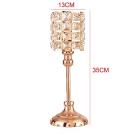 Luxury Crystal Metal Candle Holders Flowers Candlestick Glass Wedding Table Centerpiece Road Lead Candelabra Wedding Party Decor (Color: Large, Ships From: China)