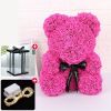 Rose Bear Artificial Flower With Box and Light Rose Teddy Bear Wedding Decor Christmas Women Valentines Girlfriend Birthday Gift