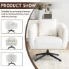 360° Swivel Accent Chair, Modern Velvet Fabric Living Room Armchair, Comfy Wide Upholstered with Fluffy Cushion and Metal Legs