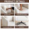 360° Swivel Accent Chair, Modern Velvet Fabric Living Room Armchair, Comfy Wide Upholstered with Fluffy Cushion and Metal Legs