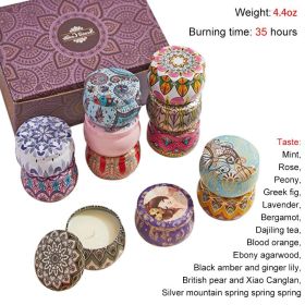 Chrstmas Gifts Vintage Scented Candles Set Flower Jar Candle Fragrance Soy Wax Natural Candle With Tin Can Wedding Birthday Home (Color: Set H-12PCS, Ships From: CN)