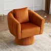 360° Swivel Accent Chair, Modern Velvet Fabric Living Room Armchair with Fluffy Cushions, Comfy Wide Upholstered, Barrel Accent Chairs for Living Room