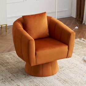 360° Swivel Accent Chair, Modern Velvet Fabric Living Room Armchair with Fluffy Cushions, Comfy Wide Upholstered, Barrel Accent Chairs for Living Room (Color: as picture)