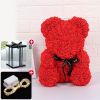 Rose Bear Artificial Flower With Box and Light Rose Teddy Bear Wedding Decor Christmas Women Valentines Girlfriend Birthday Gift