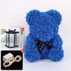 Rose Bear Artificial Flower With Box and Light Rose Teddy Bear Wedding Decor Christmas Women Valentines Girlfriend Birthday Gift