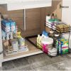 Two-layer sink organizer, pull out cabinet organizer Two-layer slide out of the sink cabinet organizer, kitchen bathroom cabinet sink organizer below