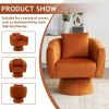 360° Swivel Accent Chair, Modern Velvet Fabric Living Room Armchair with Fluffy Cushions, Comfy Wide Upholstered, Barrel Accent Chairs for Living Room